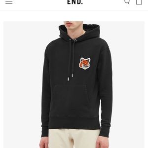 Maison Kitsune Velvet Fox Head Logo Patch Black Classic Hoodie S